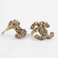 Chanel CC Logo Crystal Earrings