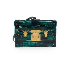 Louis Vuitton Crocodile Petite Malle Green Microchip