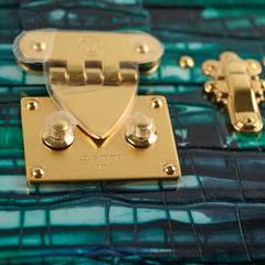 Louis Vuitton Crocodile Petite Malle Green Microchip