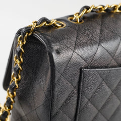 Chanel 24K Vintage Jumbo Single Flap Caviar Black