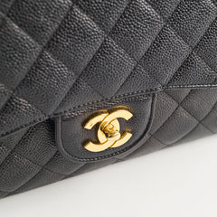 Chanel 24K Vintage Jumbo Single Flap Caviar Black