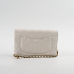 Chanel Seasaonal Caviar Wallet On Chain White Microchip
