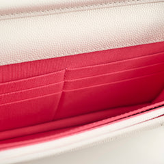 Chanel Seasaonal Caviar Wallet On Chain White Microchip