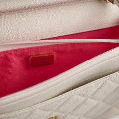 Chanel Seasaonal Caviar Wallet On Chain White Microchip