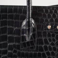 Saint Laurent Sac De Jour Croc Embossed Medium Black