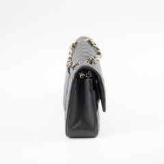 Chanel Medium/Large Caviar Double Classic Flap Dark Grey Microchip