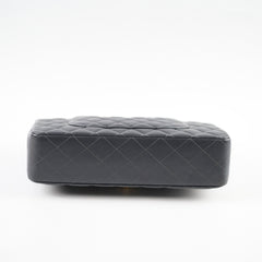 Chanel Medium/Large Caviar Double Classic Flap Dark Grey Microchip