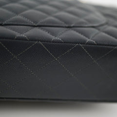 Chanel Medium/Large Caviar Double Classic Flap Dark Grey Microchip