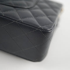 Chanel Medium/Large Caviar Double Classic Flap Dark Grey Microchip