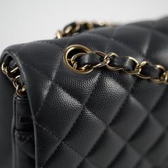 Chanel Medium/Large Caviar Double Classic Flap Dark Grey Microchip
