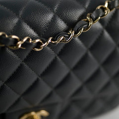 Chanel Medium/Large Caviar Double Classic Flap Dark Grey Microchip