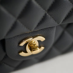 Chanel Medium/Large Caviar Double Classic Flap Dark Grey Microchip