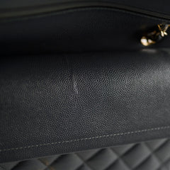 Chanel Medium/Large Caviar Double Classic Flap Dark Grey Microchip
