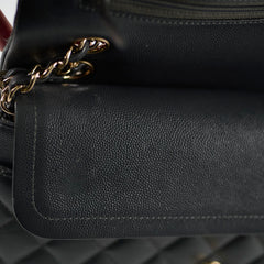 Chanel Medium/Large Caviar Double Classic Flap Dark Grey Microchip
