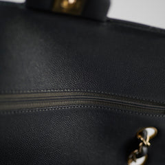 Chanel Medium/Large Caviar Double Classic Flap Dark Grey Microchip