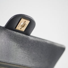 Chanel Medium/Large Caviar Double Classic Flap Dark Grey Microchip