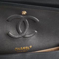Chanel Medium/Large Caviar Double Classic Flap Dark Grey Microchip