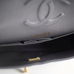 Chanel Medium/Large Caviar Double Classic Flap Dark Grey Microchip