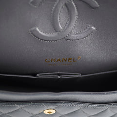 Chanel Medium/Large Caviar Double Classic Flap Dark Grey Microchip