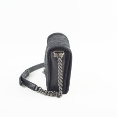Chanel Square Boy Bag Nubuck Suede/Leather Black