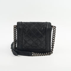 Chanel Square Boy Bag Nubuck Suede/Leather Black