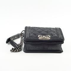 Chanel Square Boy Bag Nubuck Suede/Leather Black