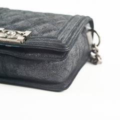 Chanel Square Boy Bag Nubuck Suede/Leather Black