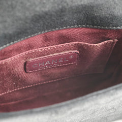 Chanel Square Boy Bag Nubuck Suede/Leather Black