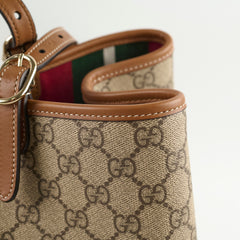 Gucci GG Emblem Canvas Medium Tote Beige
