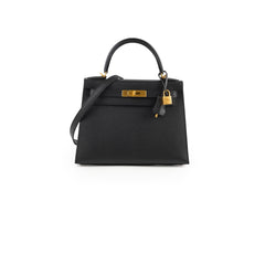 Hermes Kelly 28 Epsom Brush Gold Special Order Noir A Stamp