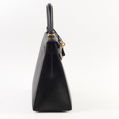 Hermes Kelly 28 Epsom Brush Gold Special Order Noir A Stamp