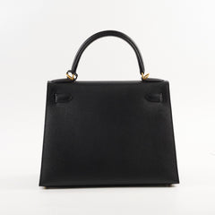 Hermes Kelly 28 Epsom Brush Gold Special Order Noir A Stamp