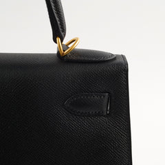 Hermes Kelly 28 Epsom Brush Gold Special Order Noir A Stamp