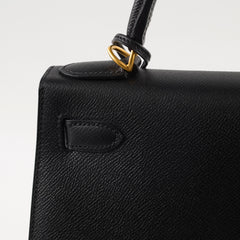 Hermes Kelly 28 Epsom Brush Gold Special Order Noir A Stamp