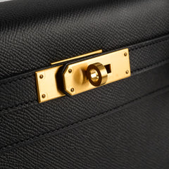 Hermes Kelly 28 Epsom Brush Gold Special Order Noir A Stamp