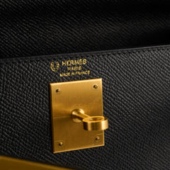 Hermes Kelly 28 Epsom Brush Gold Special Order Noir A Stamp