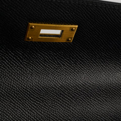 Hermes Kelly 28 Epsom Brush Gold Special Order Noir A Stamp