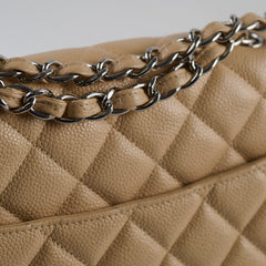 Chanel Jumbo Single Flap Caviar Beige