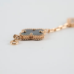 Van Cleef & Arpels Vintage Alhambra Grey Mother Of Pearl/Diamonds 5 Motif Bracelet