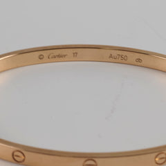 Cartier Love Bracelet Small Model Pink Gold Size 17