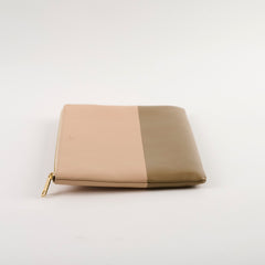 Celine Bi Colour Leather Pouch Beige/Brown