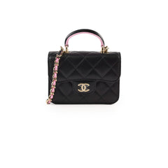 Chanel Micro Flap Bag Lambskin Black/ Pink