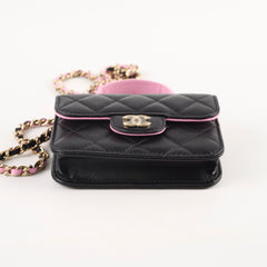 Chanel Micro Flap Bag Lambskin Black/ Pink