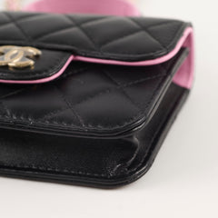 Chanel Micro Flap Bag Lambskin Black/ Pink
