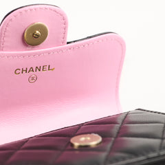 Chanel Micro Flap Bag Lambskin Black/ Pink