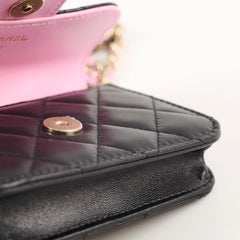 Chanel Micro Flap Bag Lambskin Black/ Pink
