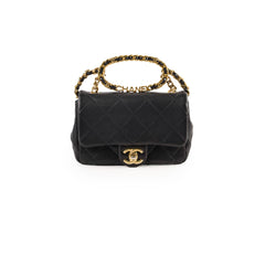 Chanel Seasonal Top Handle Crossbody Bag Lambskin Black