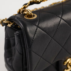 Chanel Seasonal Top Handle Crossbody Bag Lambskin Black