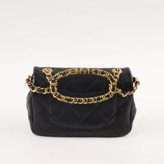 Chanel Seasonal Top Handle Crossbody Bag Lambskin Black