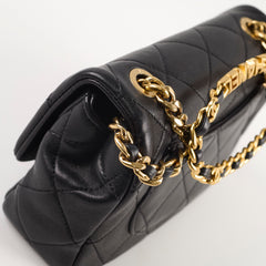 Chanel Seasonal Top Handle Crossbody Bag Lambskin Black